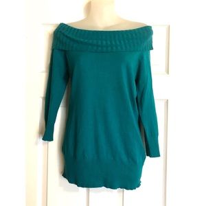 B-Wear Off The Shoulder Turquoise Sweater